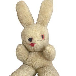 Vintage Dollcraft Novelty Co Bunny Rabbit Plush Stuffed Animal Red Eyes 22"